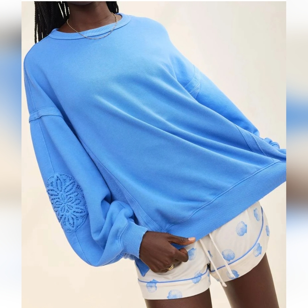 Aerie Keep It Light Crochet Crew Sweatshirt